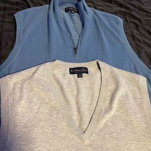 Lot of 2 Brooks Brothers Men’s Large Supima Cotton Sweater Vests Blue Gray